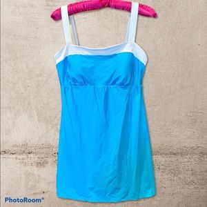 NWT- Sz 12 Nautica Teal Blue and white swim dress